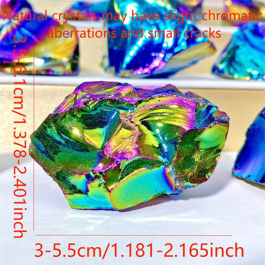 1pc High Quality Aura Obsidian Raw Stone Crystal Natural Crystal Raw Stone, Gemstone Jewelry, Glitter, Birthday Gift, Women Gift, Girlfriend Gift, Scene Decoration, Desktop Decoration, Crystal Ornaments