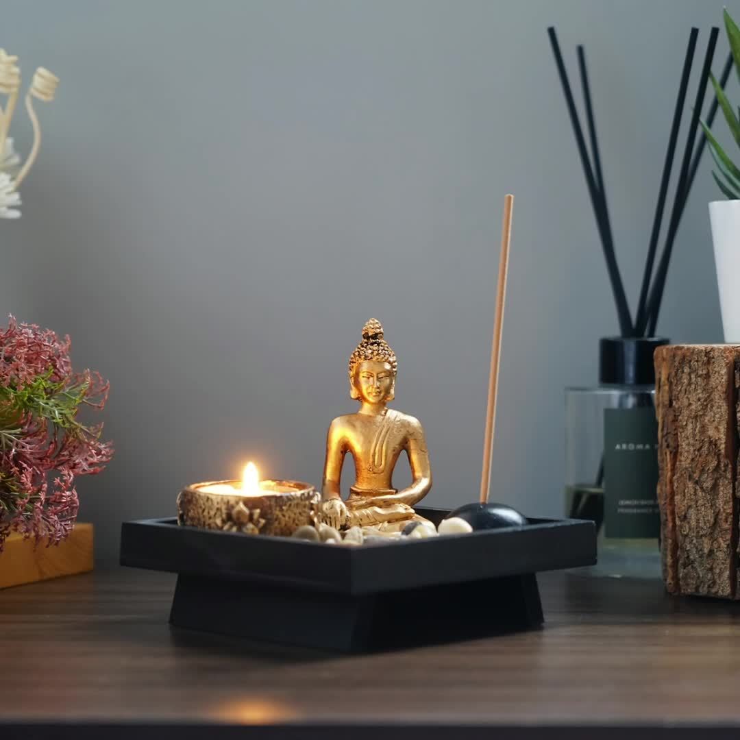 Set, Buddha Candle Holder, Incense Holder, Incense Burner, Craft Ornament For Spa, Yoga, Meditation, Home Decor, Room Décor