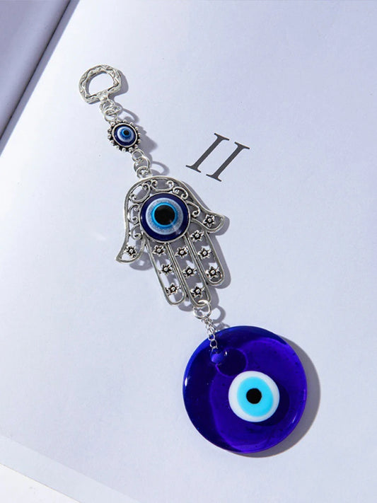 e Devil's Eye Glass Eye Pendant Turkish Jewelry, Blue Eyes Alloy Palm Pendant.