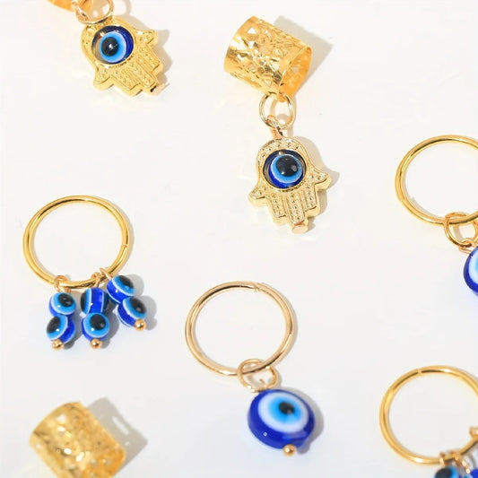 16pcs Evil Eye Design Alloy Hair Braids Ring - Dreadlock Hair Accessories Loc Hair Jewelry for Braids for Women and Girls