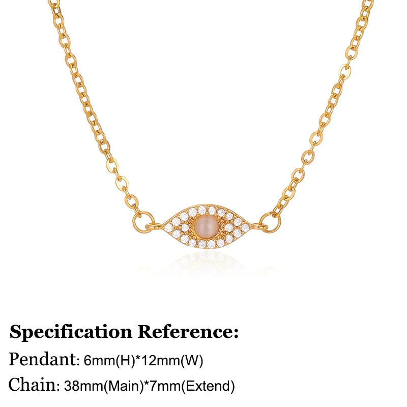 Zircon Blue Evil Eye Necklace for Women Gold Color Stainless Steel Turkish Eye Pendant Necklaces Lucky Jewelry Gift collier femm
