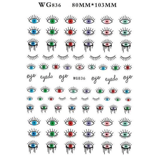 1 Sheet Evil Eye Nail Stickers for Nail Art 3D Design High-end Blue Eye Self-Adhesive Nail Slider Decals Manicure Decoration Eye