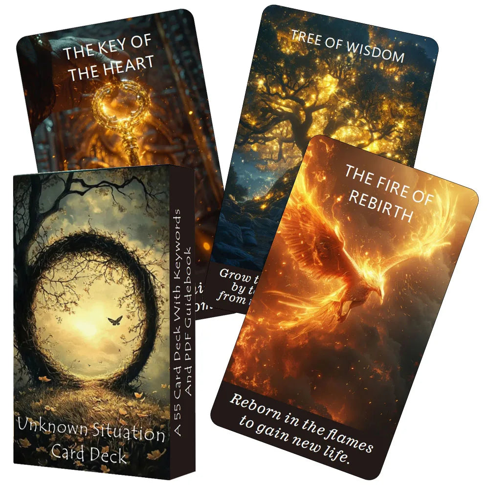 Tarot Cards, Unknown Situation Oracle Cards,Divination Cards for Beginners with PDF Guidebook, 12x7cm Cards, 55-Cards