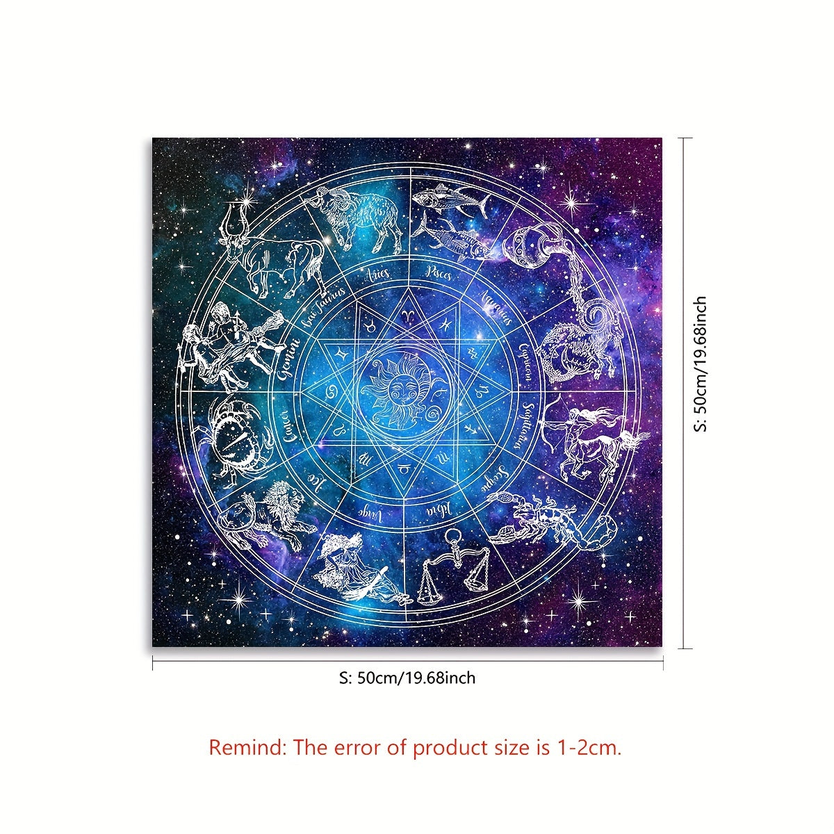 1pc, 12 Constellations Divination Tarot Mat, Sun Stars Mystical Altar Cloth, Tarot Card Tablecloth, Runes Witchcraft Astrology Oracle Cards Pads, Home Decor