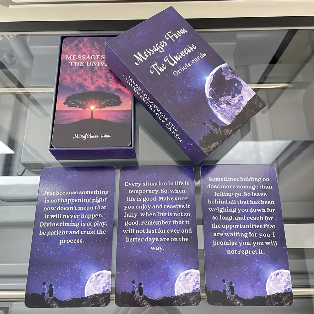 54-Card Universe Messages Oracle Cards Deck with Keywords – Inspiring Tarot for Beginners, Divination & Spiritual Guidance, 2.75x4.72 Inch, Durable Paper, Perfect for Family Gatherings & Friend Gatherings, Family Game Night