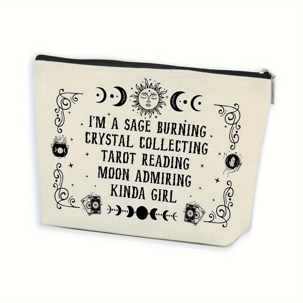 [Hot Selling] Witchy Halloween Makeup Bag - Canvas Cosmetic Organizer for Wicca, Goth & Tarot Enthusiasts - Perfect Travel Essentials & Party Favor