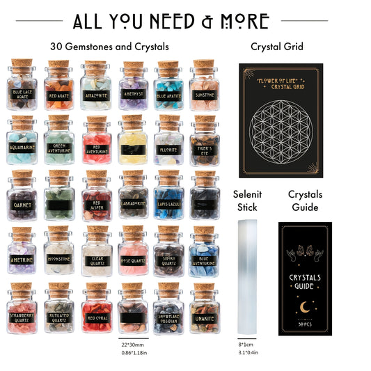 30pcs Healing Crystals In Jars Crystals In A Bottle Indoor Fountain Stones For Living Room Home Decor