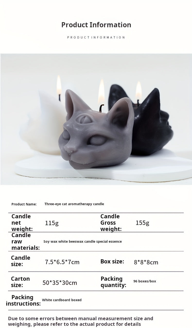 Elegant Three-Eyed Cat Candle: Perfect for Halloween Decor - Single Wick, Soy Wax, Not-Topple Design