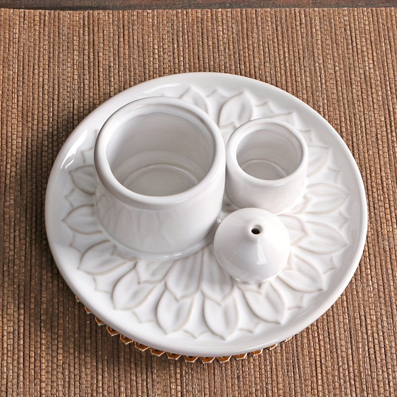 [Morandi-Inspired Ceramic Holder] 4-in-1 Ceramic Candle Holder & Incense Burner - Morandi-Inspired, High-Quality, Multifunctional Boho Home Decor - Palo Santo & Sage Holders, Includes Applicator Sticks for Aromatherapy and Sm