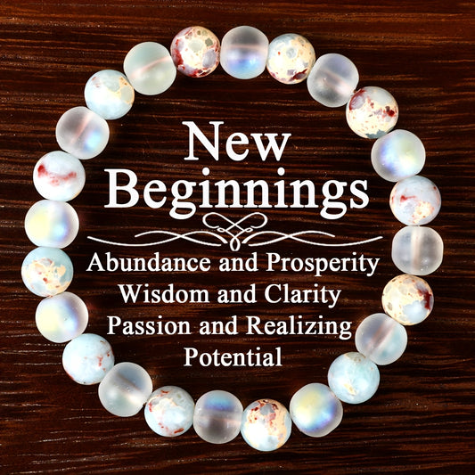 Genuine Aura Quartz And Natural Sea Sediment Bead Stackable Bracelet, Unisex, Couple, Men And Women Accessory - Perfect Valentine'S Day Jewelry Gift For Loved Ones, Friends And Family