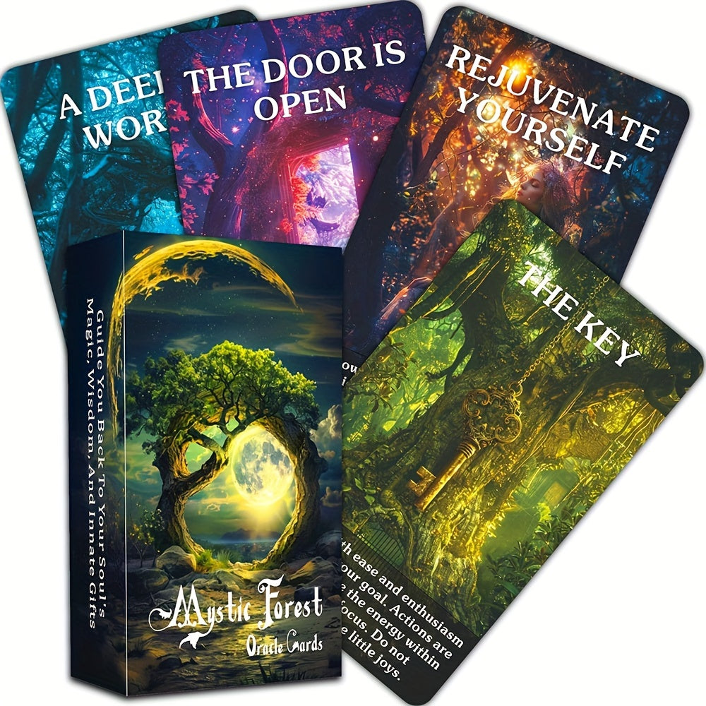 Enchanted Forest Oracle Cards - 56-Card Deck for Beginners, Premium Quality Tarot Cards with Vibrant Artwork & Durable Construction