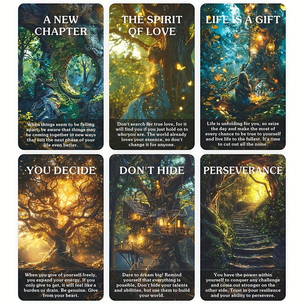Enchanted Forest Oracle Cards - 56-Card Deck for Beginners, Premium Quality Tarot Cards with Vibrant Artwork & Durable Construction
