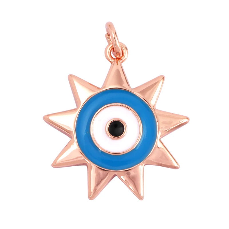 Evil Eye Charm Pendant,18K Real Gold Plated Cubic Zirconia CZ Paved Religours,Jewelry Necklace Bracelet Accessories Supplies K09