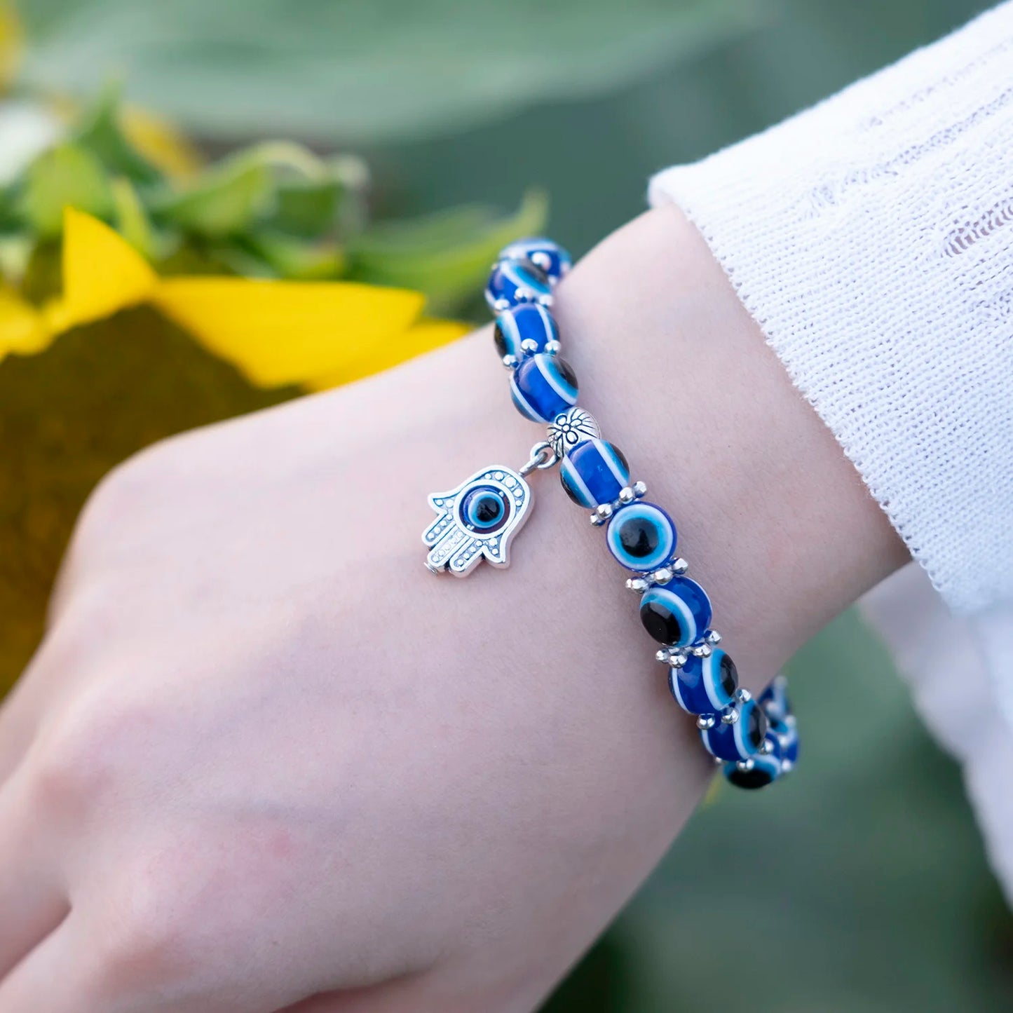 Turkish Lucky Evil Eye Bracelets for Women Men Handmade Blue Eye Palm Bracelet Bring You Luck Peaceful Charm Bracelet Jewelry