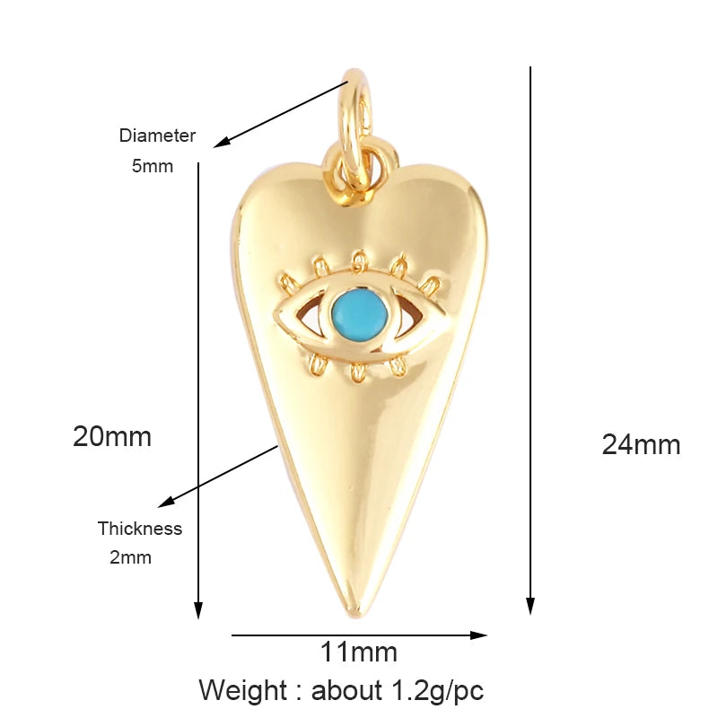 Evil Eye Charm Pendant,18K Real Gold Plated Cubic Zirconia CZ Paved Religours,Jewelry Necklace Bracelet Accessories Supplies K09