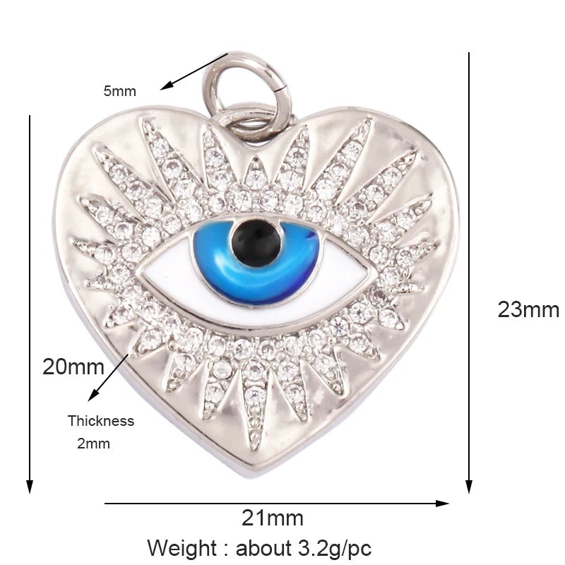 Evil Eye Charm Pendant,18K Real Gold Plated Cubic Zirconia CZ Paved Religours,Jewelry Necklace Bracelet Accessories Supplies K09