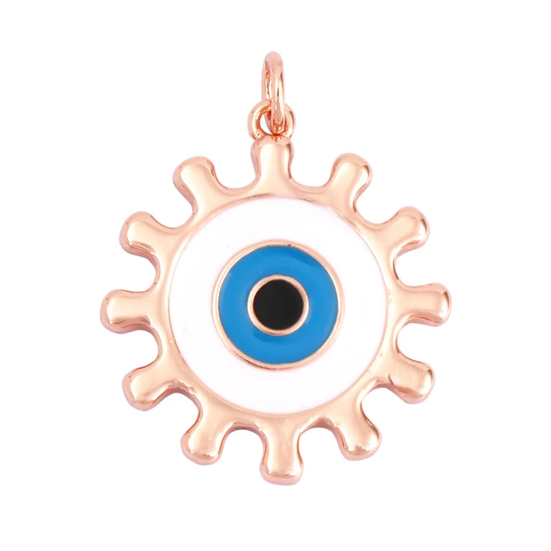 Evil Eye Charm Pendant,18K Real Gold Plated Cubic Zirconia CZ Paved Religours,Jewelry Necklace Bracelet Accessories Supplies K09