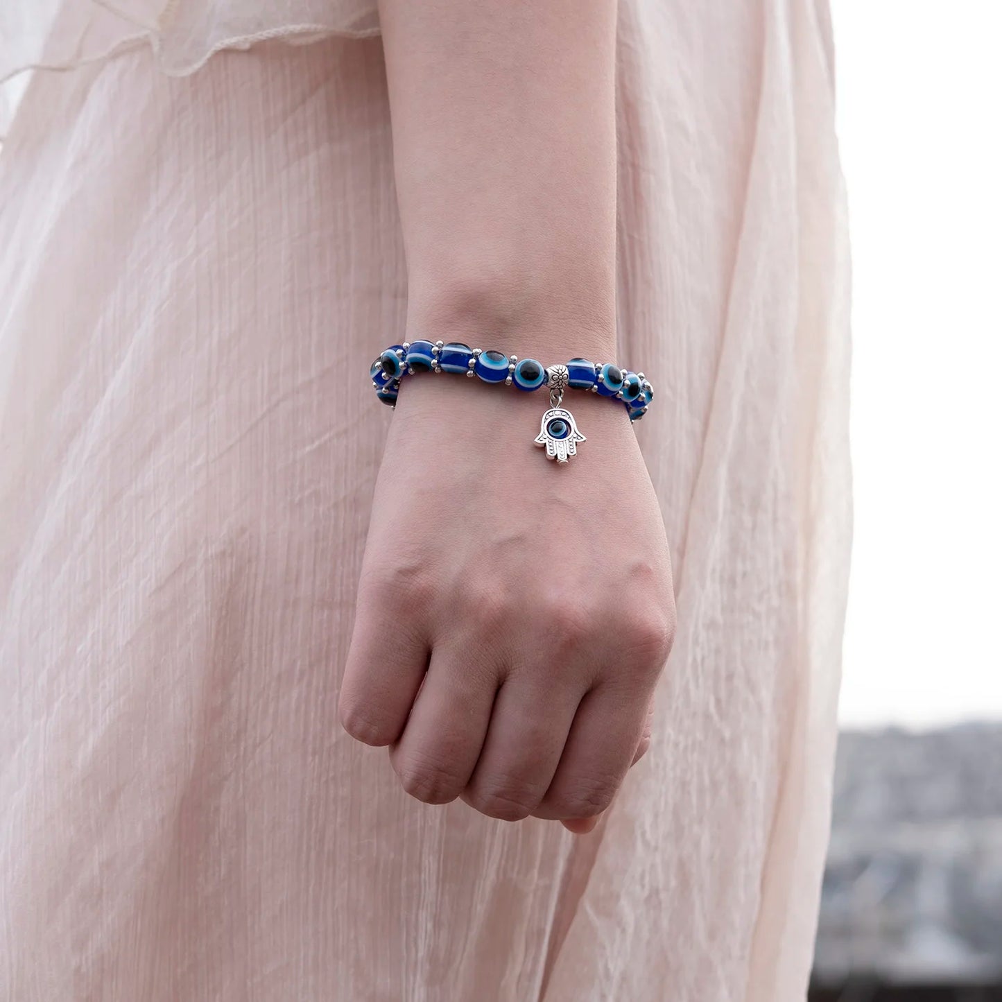 Turkish Lucky Evil Eye Bracelets for Women Men Handmade Blue Eye Palm Bracelet Bring You Luck Peaceful Charm Bracelet Jewelry