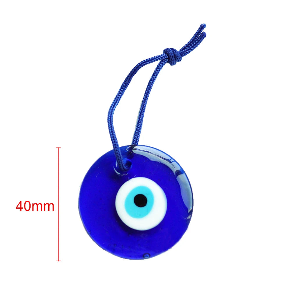 Lucky Eye Glass Blue Turkish Evil Eye Pendant Wall Hanging Decor Rope Chain Simple Decoration for Home Living Room Car LE715
