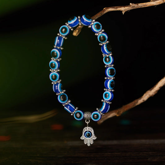 Turkish Lucky Evil Eye Bracelets for Women Men Handmade Blue Eye Palm Bracelet Bring You Luck Peaceful Charm Bracelet Jewelry