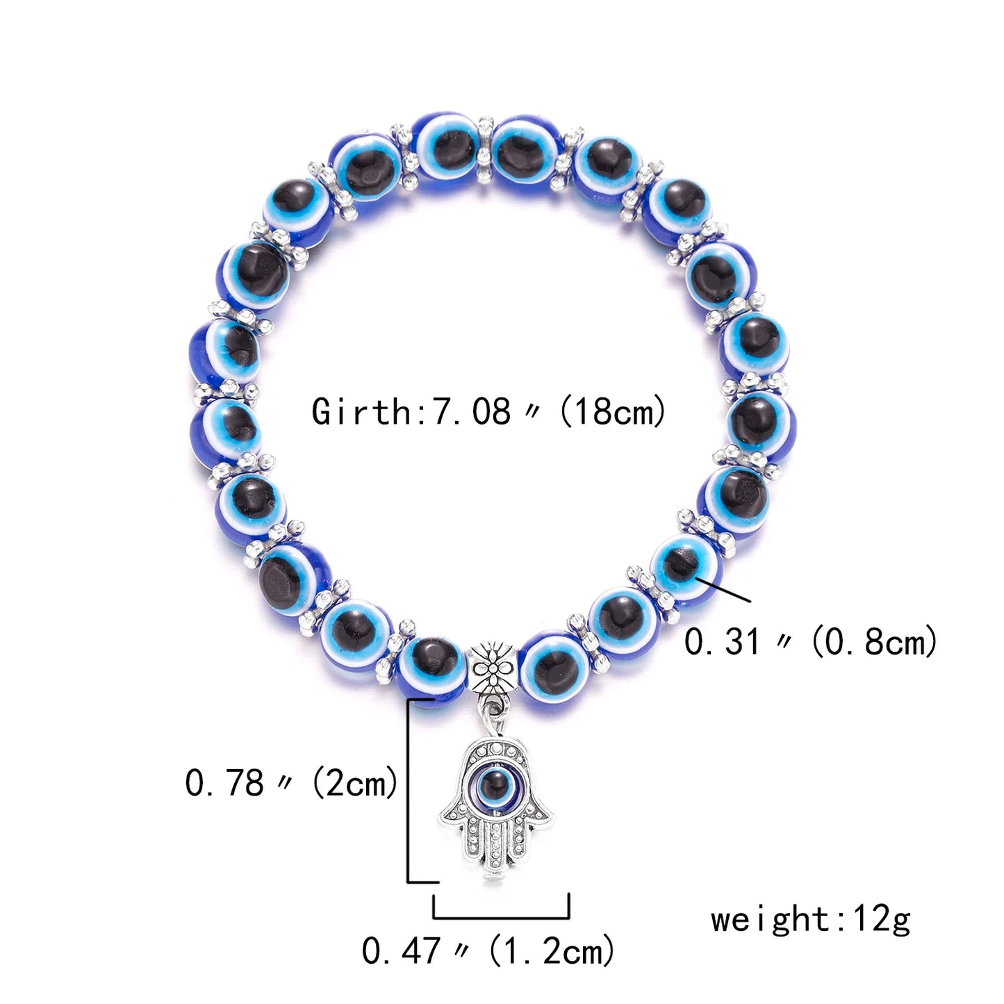 Turkish Lucky Evil Eye Bracelets for Women Men Handmade Blue Eye Palm Bracelet Bring You Luck Peaceful Charm Bracelet Jewelry