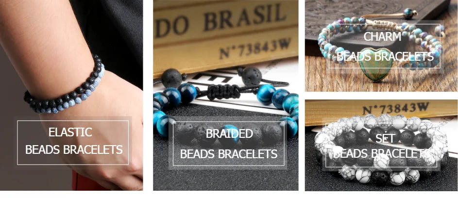 Evil Eye Bracelet 4mm Natural Black Matte Lava Stone Beads Handmade Braided Bracelet for Men Women Yoga Reiki Adjustable Jewelry