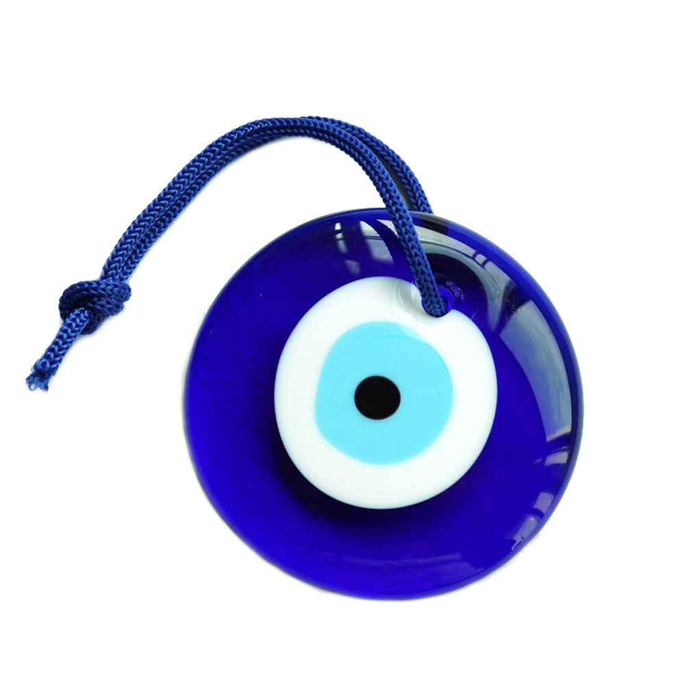 Lucky Eye Glass Blue Turkish Evil Eye Pendant Wall Hanging Decor Rope Chain Simple Decoration for Home Living Room Car LE715