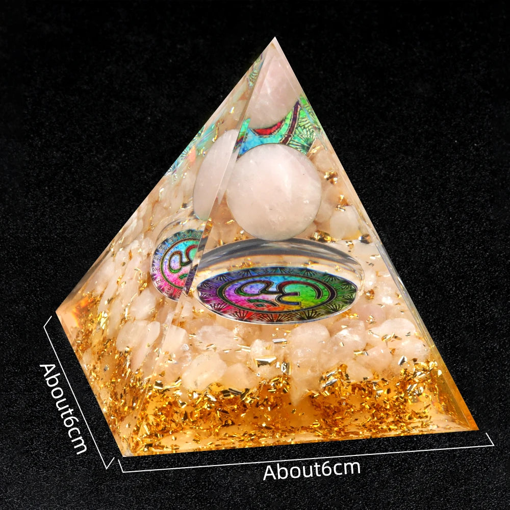 Crystal Devil's Eye Pyramid Natural Crushed Stone Lapis Lazuli Dropping Resin Home and Office Desktop Decoration Crafts 6x6cm