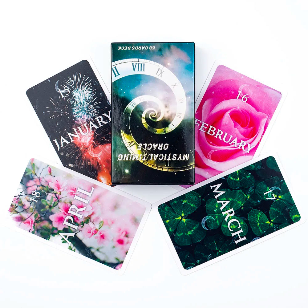 Mystical Timing Oracle 60Cards 10.3*6Cm Time Frame Cards Twin Flame Tarot Deck Cosmic