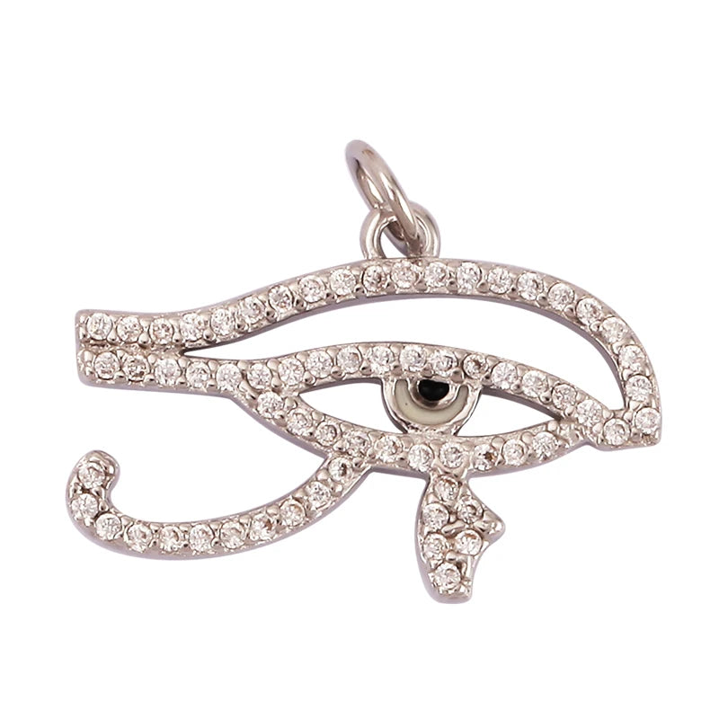 Evil Eye Charm Pendant,18K Real Gold Plated Cubic Zirconia CZ Paved Religours,Jewelry Necklace Bracelet Accessories Supplies K09