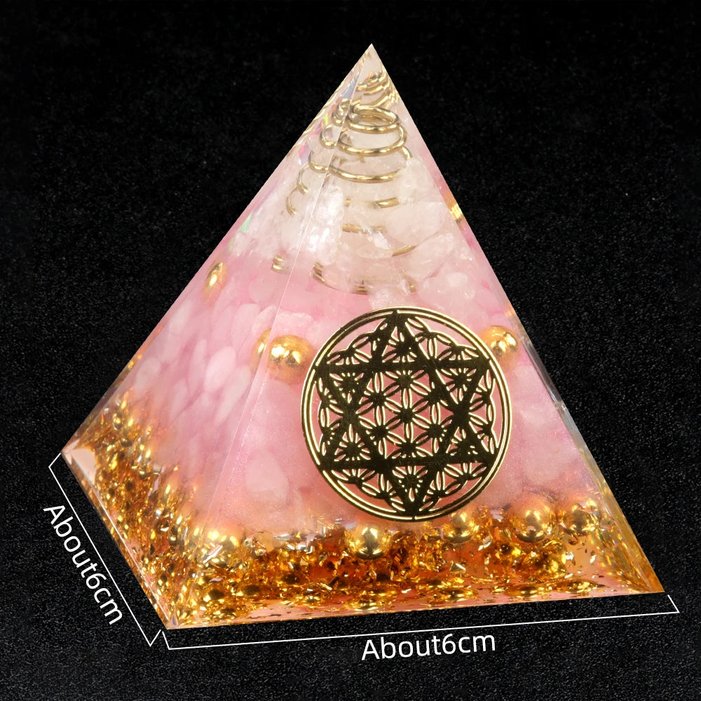 Crystal Devil's Eye Pyramid Natural Crushed Stone Lapis Lazuli Dropping Resin Home and Office Desktop Decoration Crafts 6x6cm