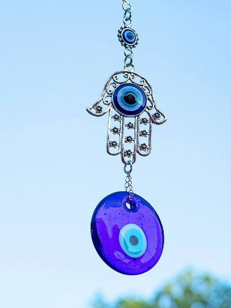 e Devil's Eye Glass Eye Pendant Turkish Jewelry, Blue Eyes Alloy Palm Pendant.