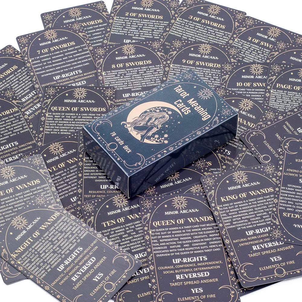 Meaning Tarot Cards 78 Cards Deck English Visions Divination Edition Board Game for Beginners Pocket Size Tarot Learning Deck