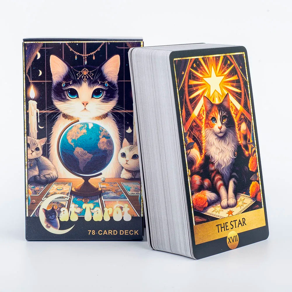 Cat Tarot 78 Card Deck English Version Board Game Christmas Gift  Divination Tools for Fun Fortune Telling 10.3x6.1cm