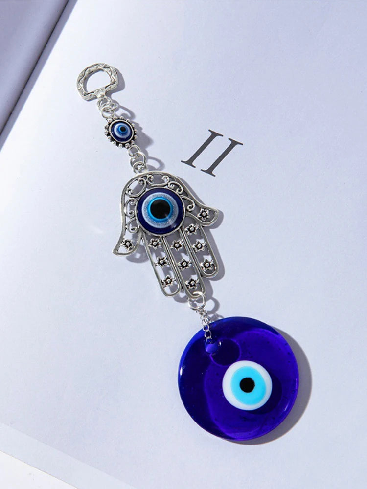 e Devil's Eye Glass Eye Pendant Turkish Jewelry, Blue Eyes Alloy Palm Pendant.