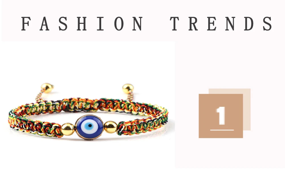 Charm Turkish Style Blue Evil Eye Bracelets & Bangle For Women Men Handmade Woven Lucky Red Rope Bracelet Friendship Jewelry