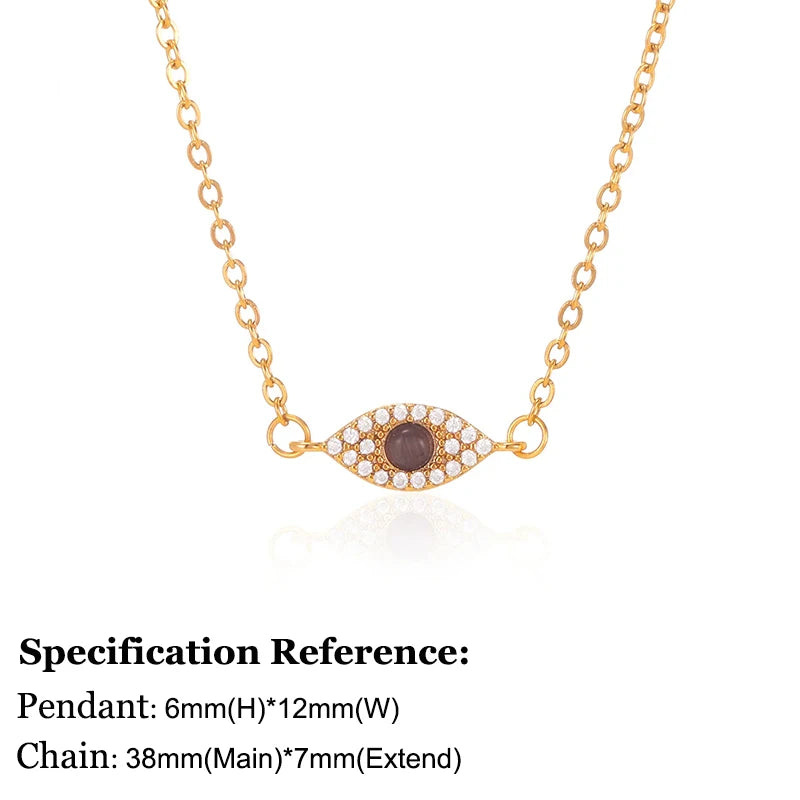 Zircon Blue Evil Eye Necklace for Women Gold Color Stainless Steel Turkish Eye Pendant Necklaces Lucky Jewelry Gift collier femm