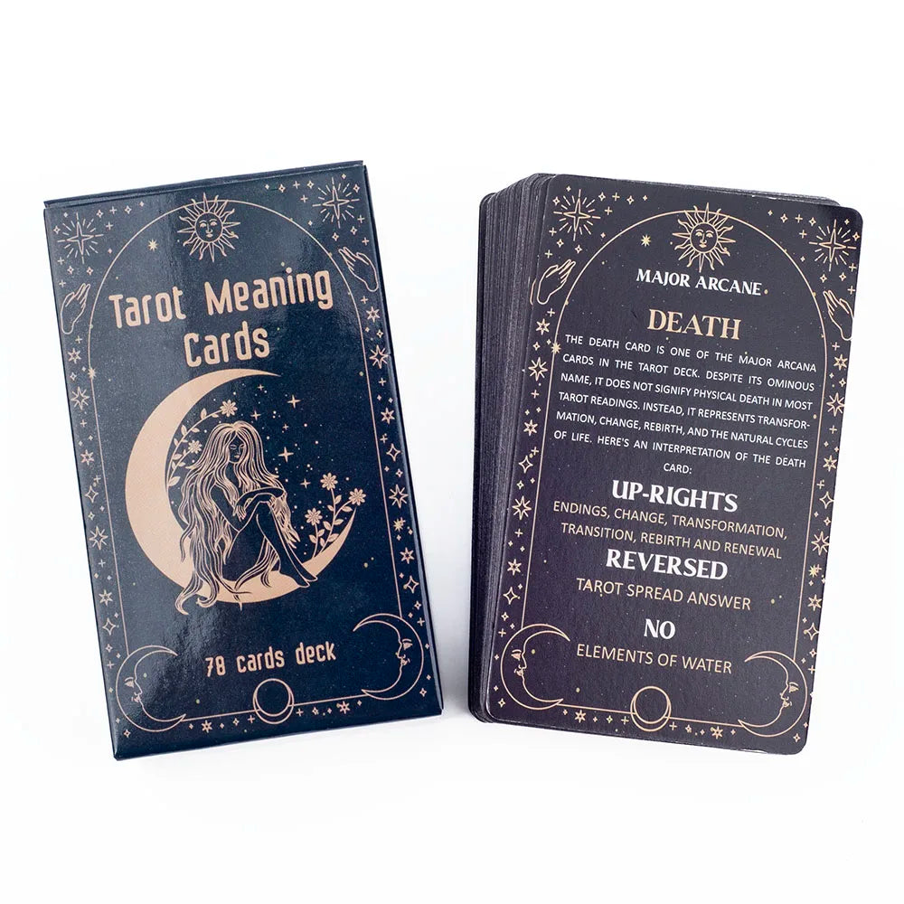 Meaning Tarot Cards 78 Cards Deck English Visions Divination Edition Board Game for Beginners Pocket Size Tarot Learning Deck