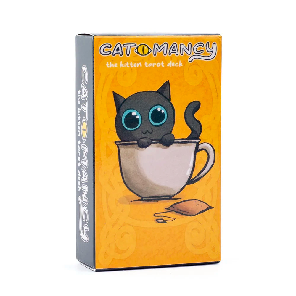 Cat Mancy Kitten Tarot Deck 78 Cards English Version Divination for Family Party Perfect Board Game for Cat Lovers (10.3*6cm)