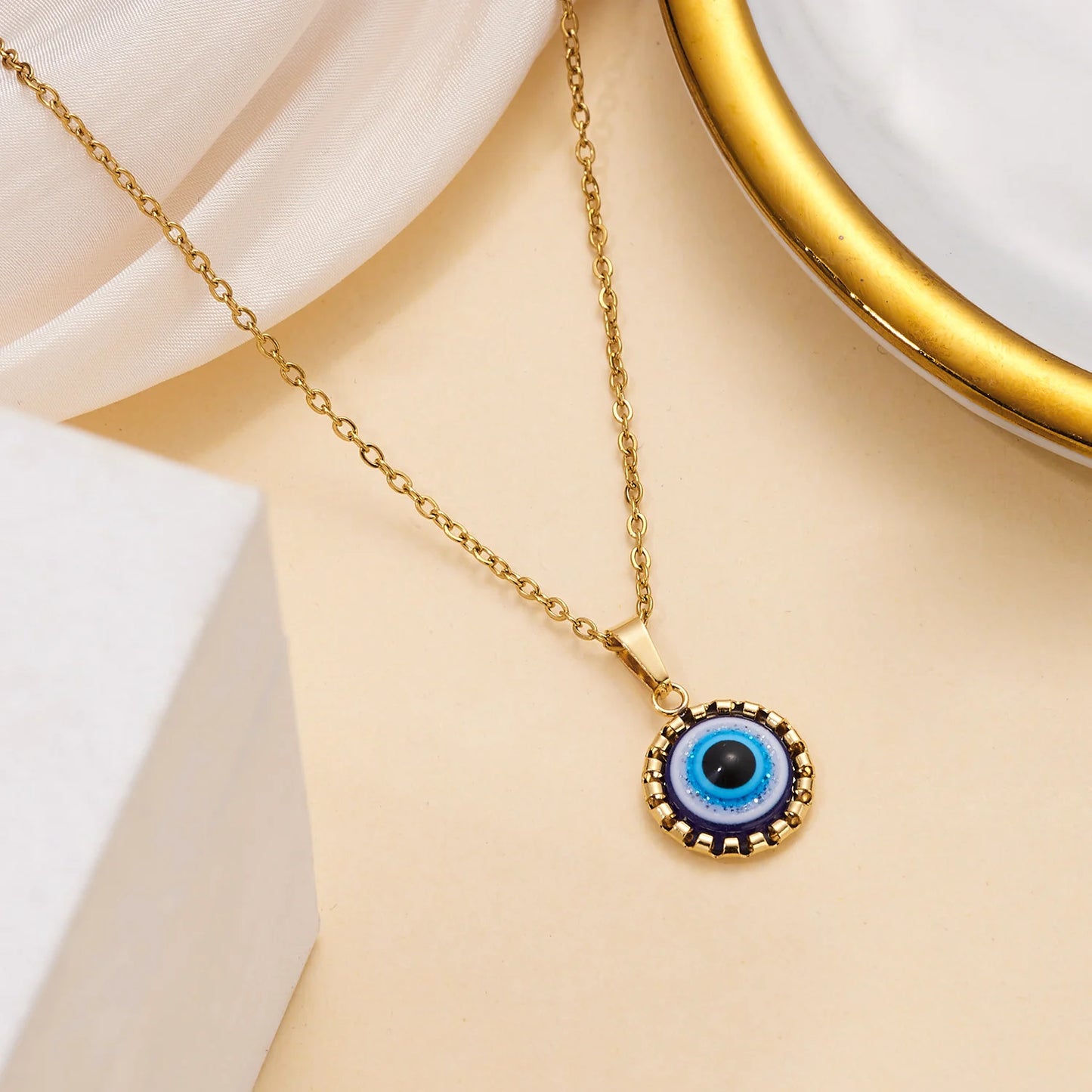 Zircon Evil Eye Necklace for Women Gold Color Choker Chain Turkish Blue Eyes Pendant Necklace Lucky Jewelry Gift collier femme