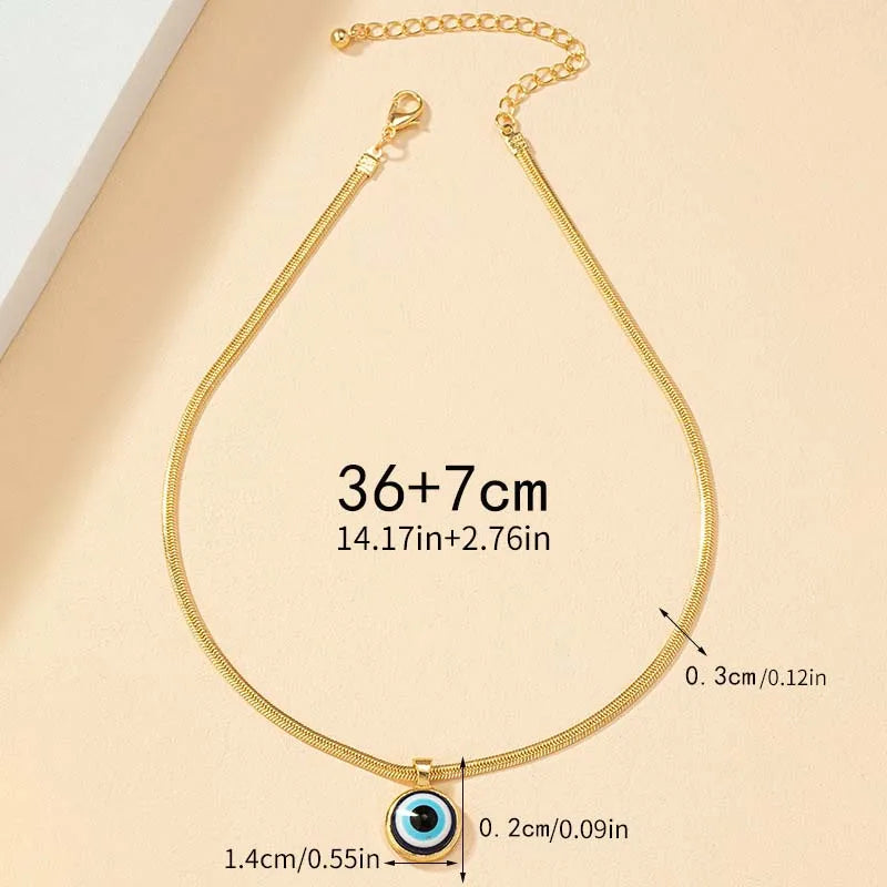 Zircon Evil Eye Necklace for Women Gold Color Choker Chain Turkish Blue Eyes Pendant Necklace Lucky Jewelry Gift collier femme