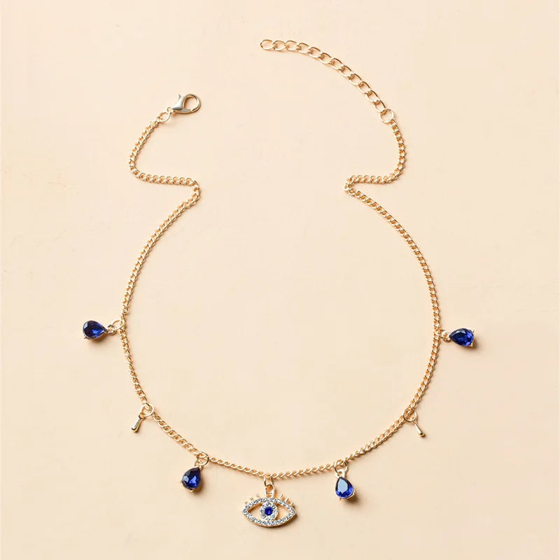 Zircon Evil Eye Necklace for Women Gold Color Choker Chain Turkish Blue Eyes Pendant Necklace Lucky Jewelry Gift collier femme