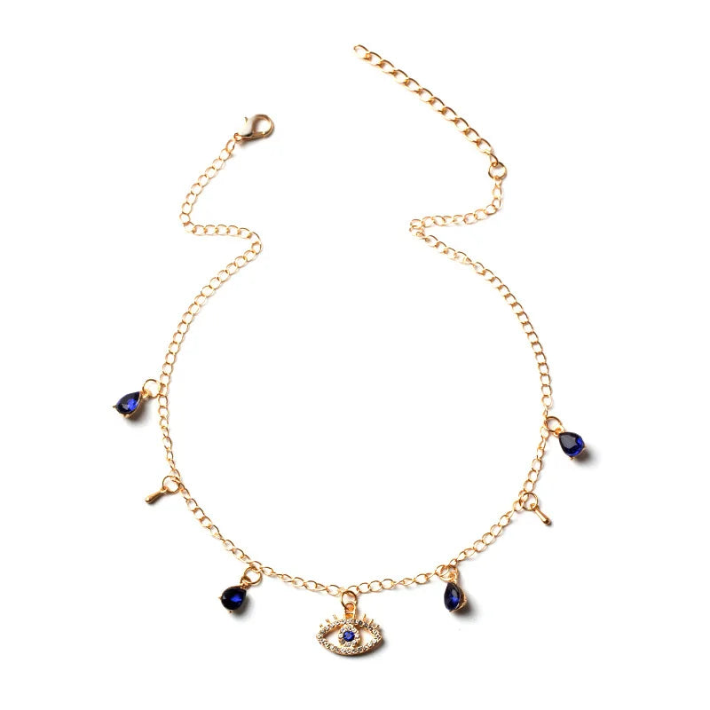 Zircon Evil Eye Necklace for Women Gold Color Choker Chain Turkish Blue Eyes Pendant Necklace Lucky Jewelry Gift collier femme