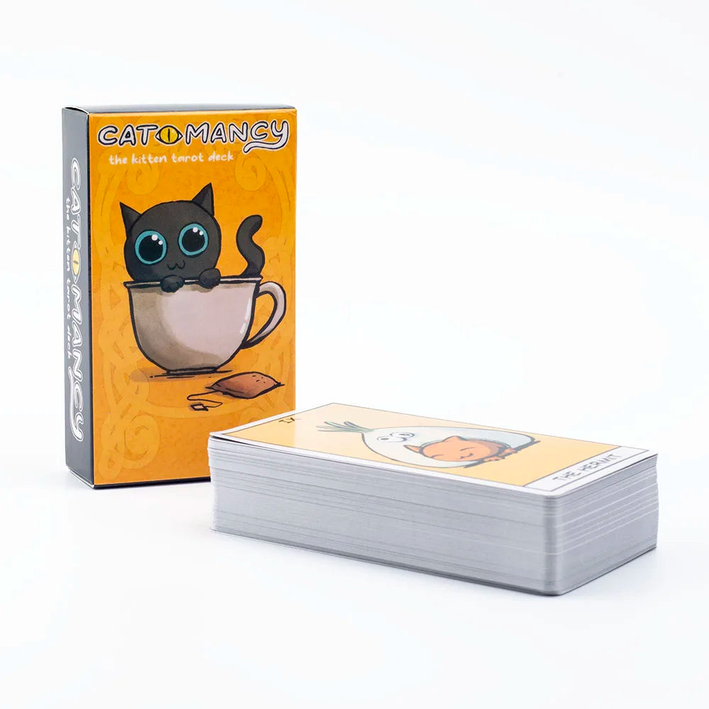 Cat Mancy Kitten Tarot Deck 78 Cards English Version Divination for Family Party Perfect Board Game for Cat Lovers (10.3*6cm)