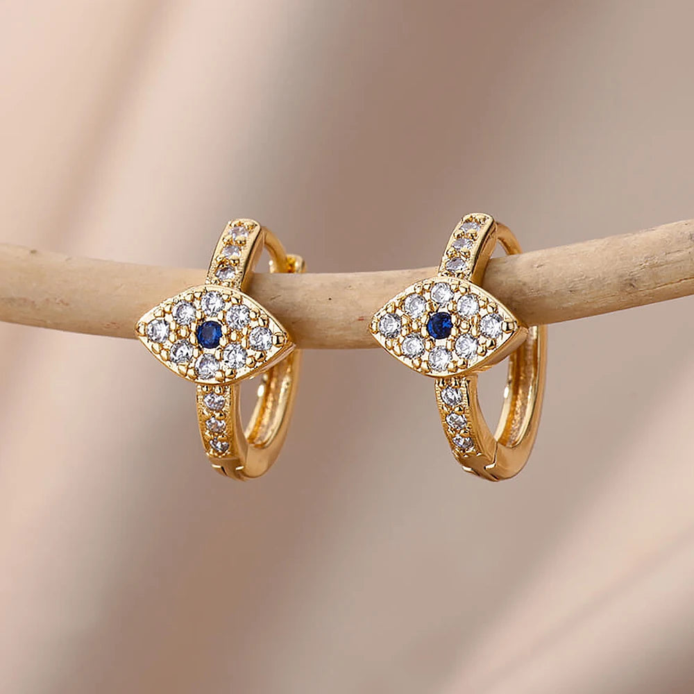 Lucky Evil Eye Hoop Earrings for Women Stainless Steel Earrings 2024 Trend Couple Aesthetic Ear Jewelry Freeshipping Item aretes