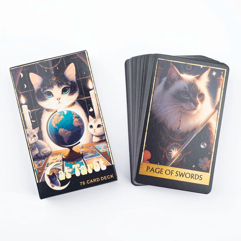 Cat Tarot 78 Card Deck English Version Board Game Christmas Gift  Divination Tools for Fun Fortune Telling 10.3x6.1cm
