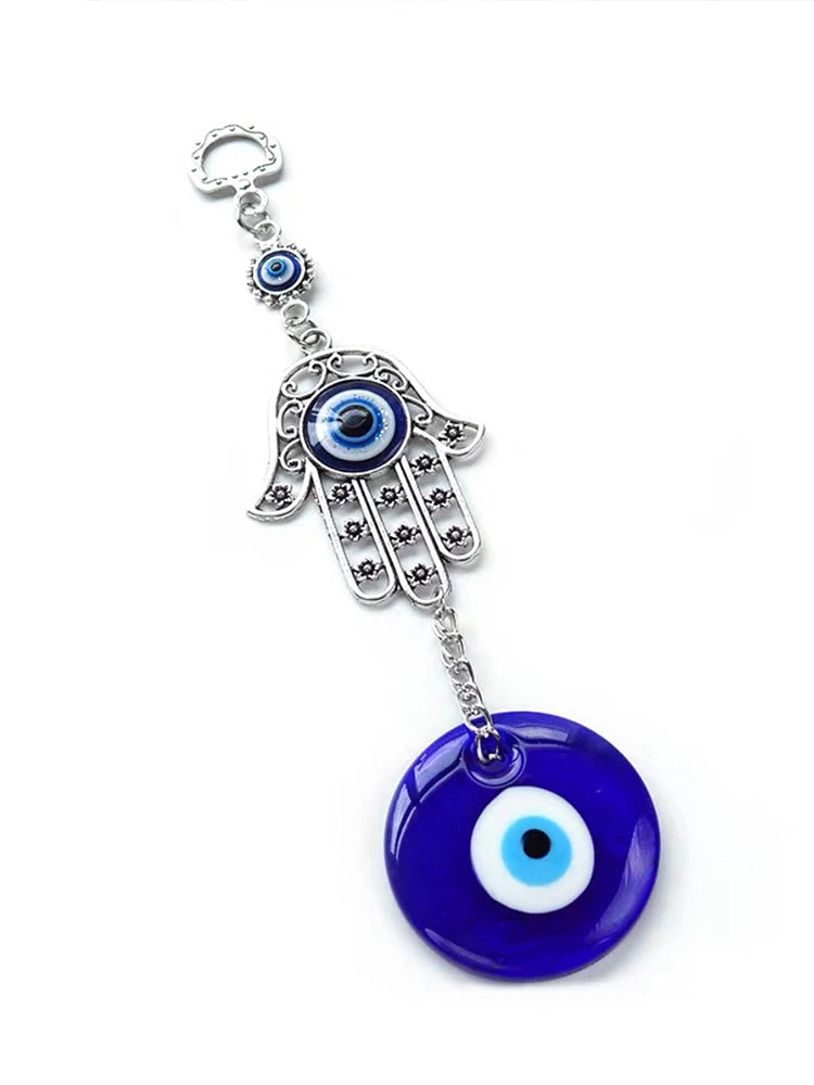 e Devil's Eye Glass Eye Pendant Turkish Jewelry, Blue Eyes Alloy Palm Pendant.