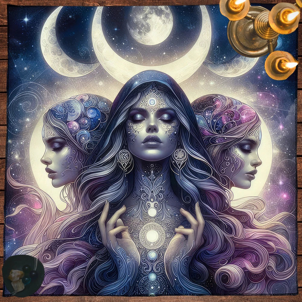 Sun & Moon Mandala Tarot Tablecloth Vibrant Starry Sky Altar Decor For Divination Ritual Cloth Floral Tarot Card Mat Tapestry
