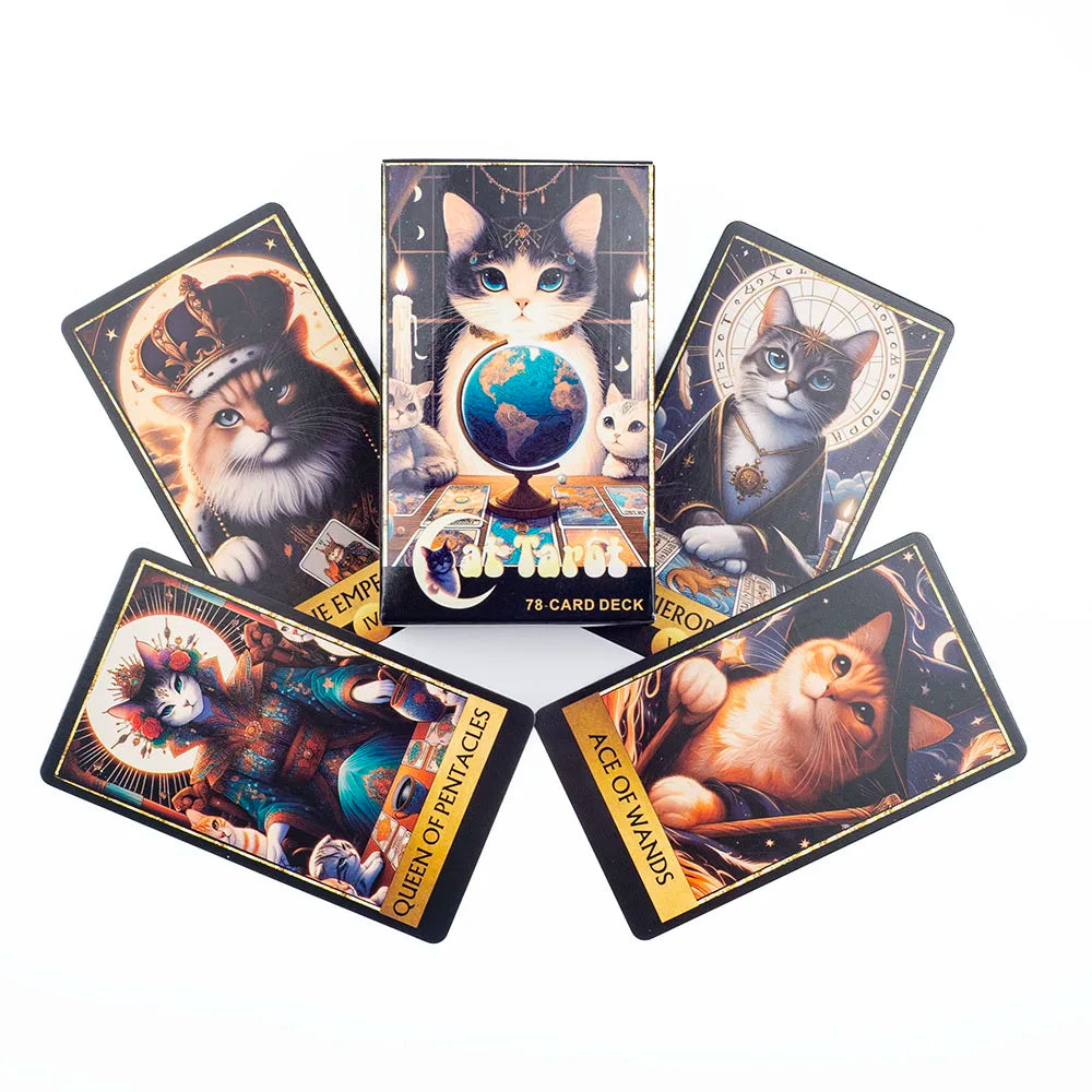 Cat Tarot 78 Card Deck English Version Board Game Christmas Gift  Divination Tools for Fun Fortune Telling 10.3x6.1cm