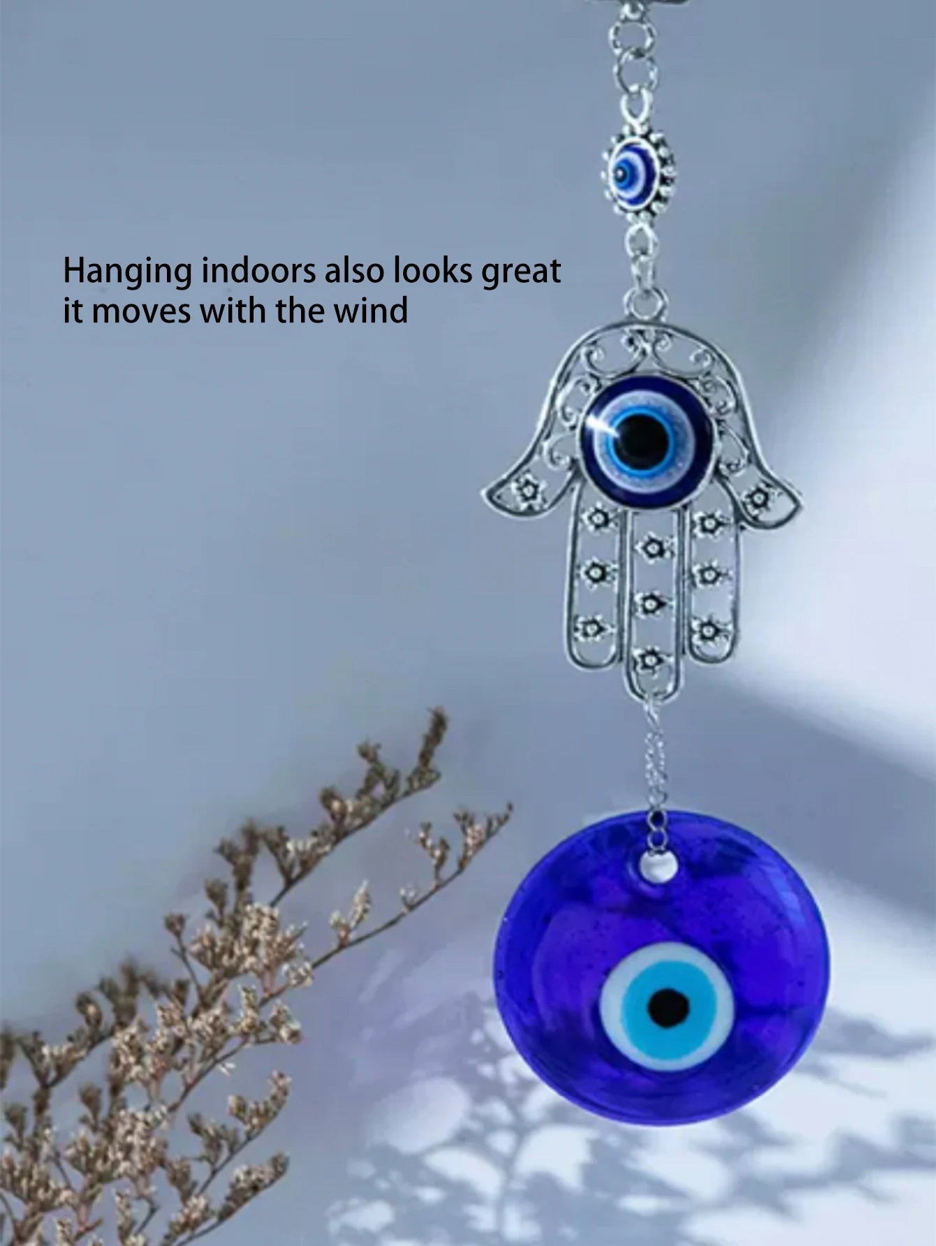 e Devil's Eye Glass Eye Pendant Turkish Jewelry, Blue Eyes Alloy Palm Pendant.